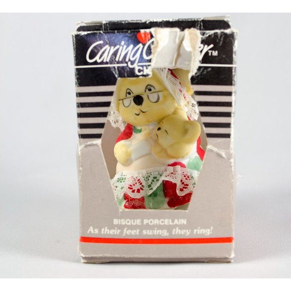 Jasco Caring Critter Chimer Bisque Porcelain Ornament Mother & Baby Bear Vintage - Picture 2 of 14